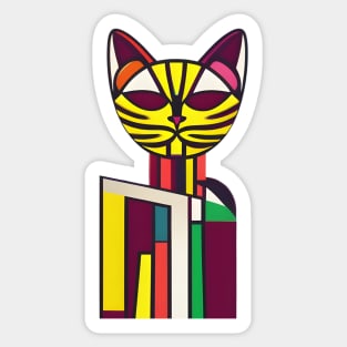 Abstract Geometric Cubist Cat Sticker